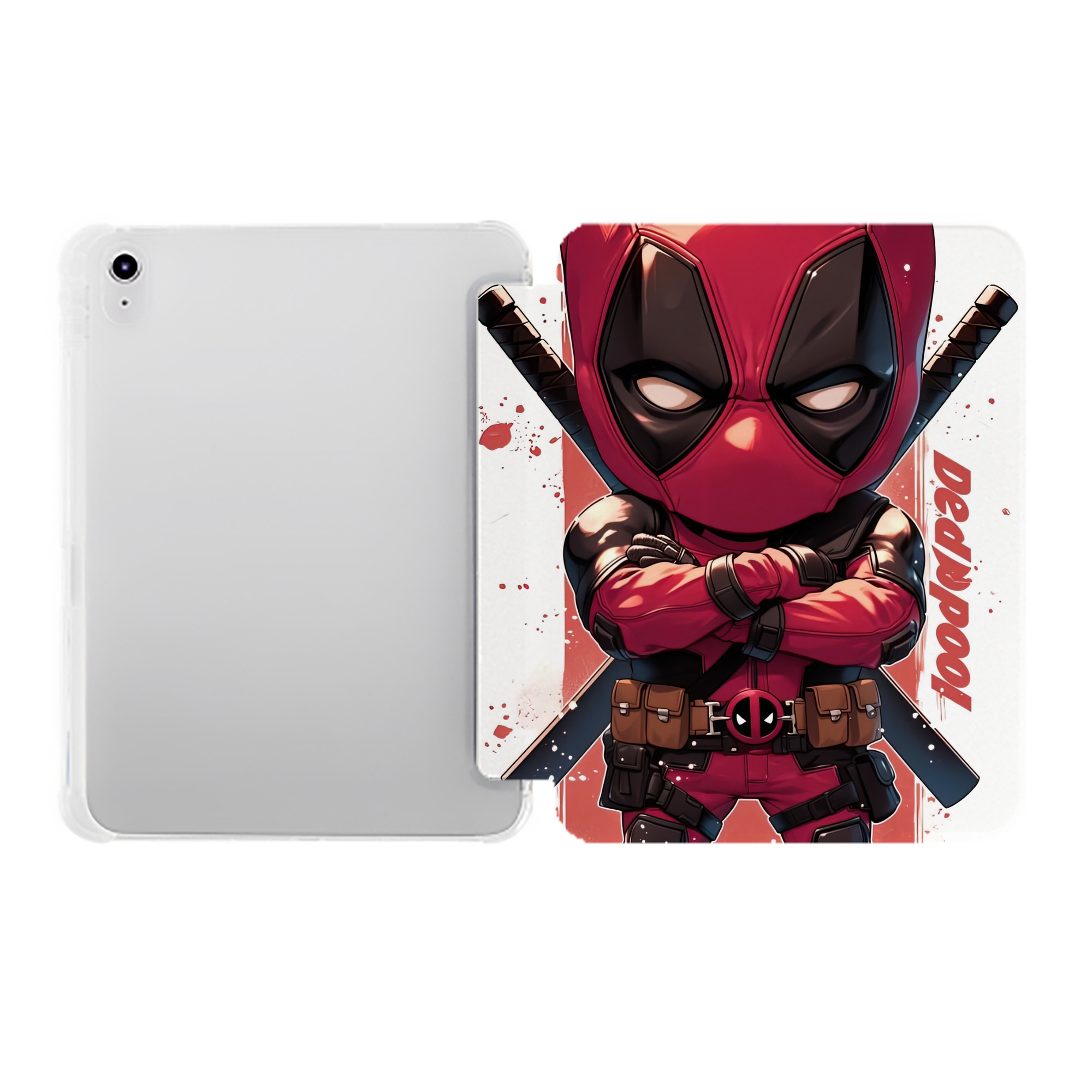 （画像用） Deadpool デッドプール IPad ケース ペン収納付き 三つ折りスタンド PUレザー×シリコン 対応機種9.5/10.5/10.9インチ